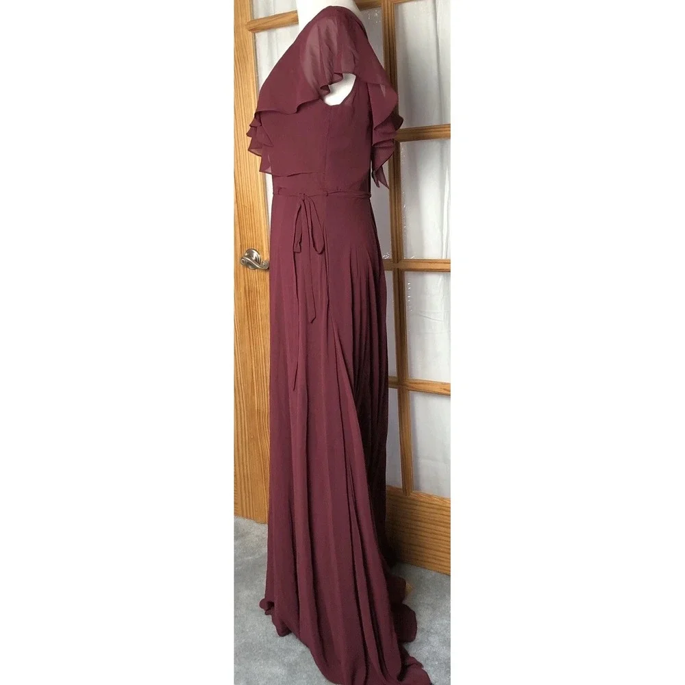 Morilee Chiffon Evening Gown 6 Burgundy Bridesmaid Prom Formal Fairy Whimsigoth - Picture 3 of 12